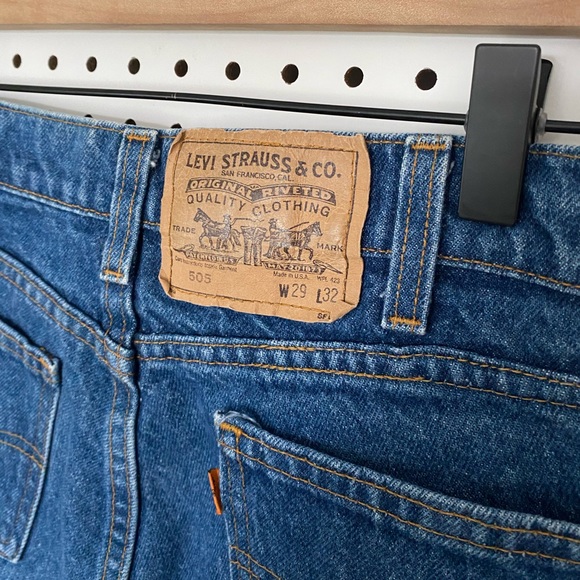 Vintage 505 Orange Tab Levi’s Made in USA Denim Shorts - Picture 6 of 7